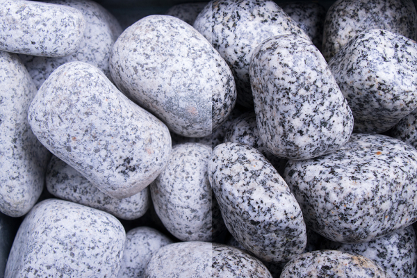 Gletscherkies Granit 40-60mm trocken und naß