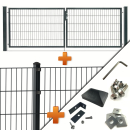 Doppelstabmattenzaun "leicht" 6/5/6 Komplett-Set Typ KP mit 2 flg. Gartentor Versa